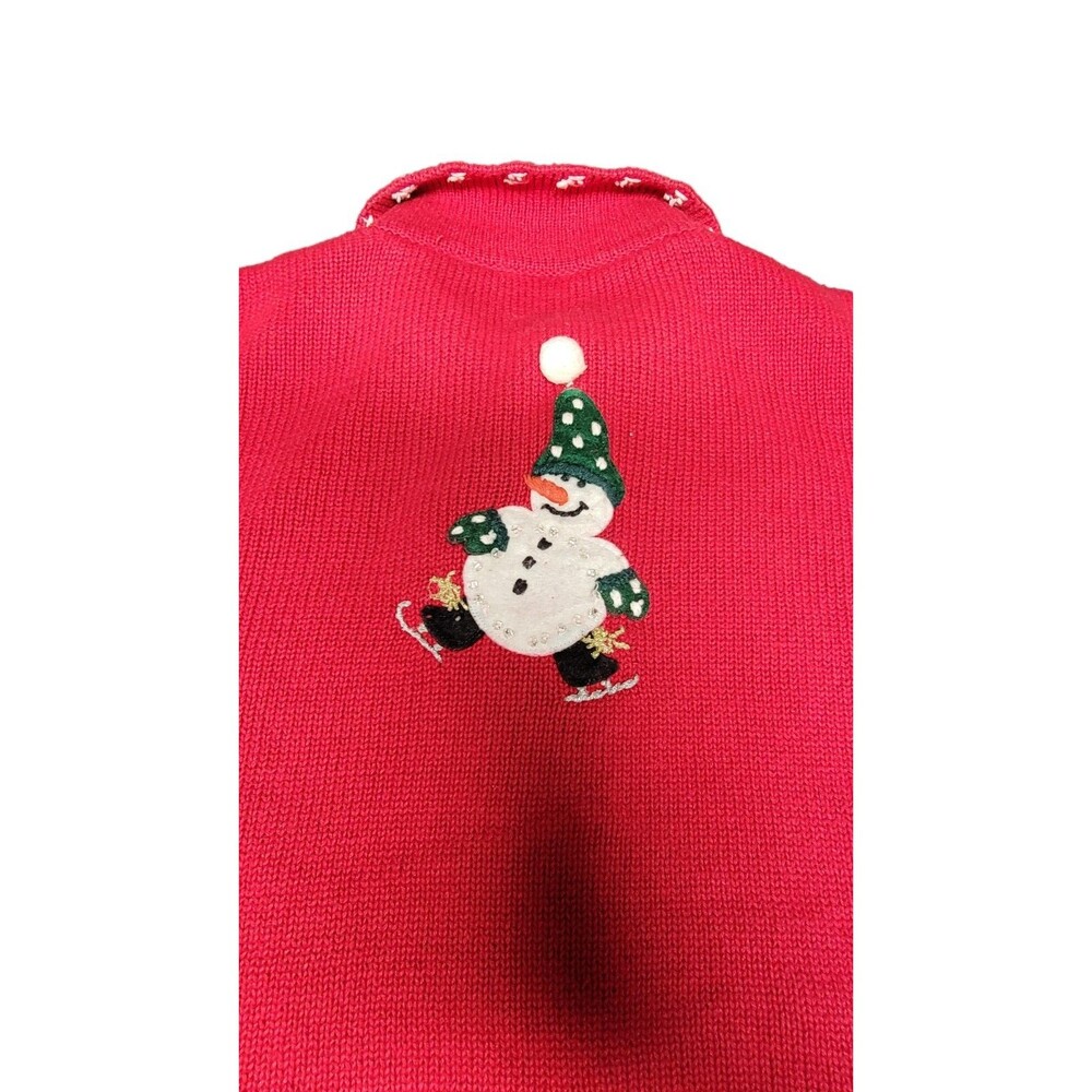Tiara Christmas Cardigan Zippered Beaded Sweater Holiday Snowmen Size 18.5 - Picture 12 of 16